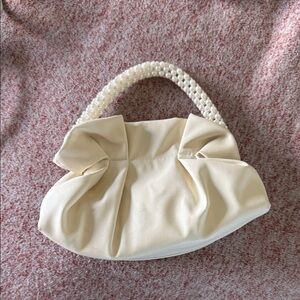 Elegant Cream Mini Handbag with Pearl Handle